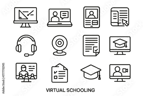 Cloud video virtual textbook vector call online tablet cap icons schooling icon