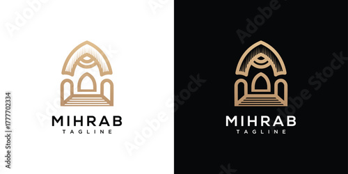 Mihrab inspiration logo design. Creative mihrab icon ideas.	
