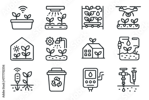 Smart greenhouse eco icon soil nutrient vector vertical system hydroponic led rooftop