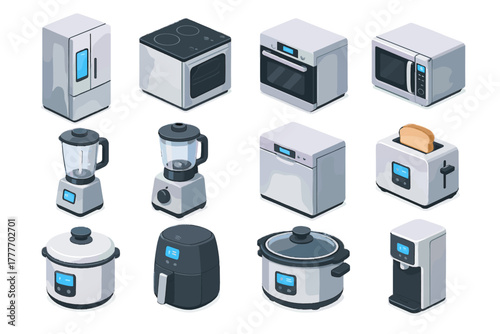 Cooker microwave stove purifier oven kitchen vector water smart fridge icon