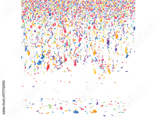 Colorful falling confetti explosion vector illustration on white background