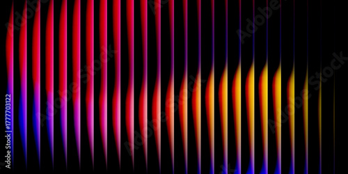 Striking abstract background featuring vertical lines with a gradient of warm and cool colors on black