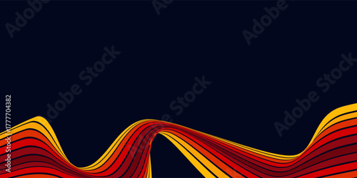 Abstract colorful 70s background vector. Vintage retro wallpaper with rainbow stripes and wavy lines. A 1970 color illustration suitable for posters, banners, decorative items and wall art.
