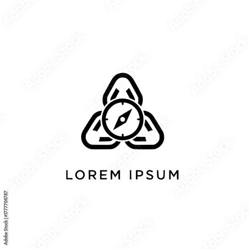 Abstract Triquetra Compass Logo for Navigation and Exploration, Geometric Symbol of Guidance and Journey