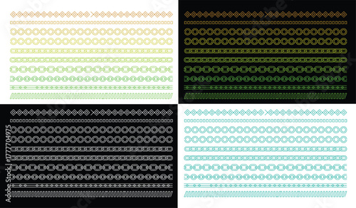 Decorative Chain and Border Pattern Vector Set Seamless Pattern Divider and Design Element Collection