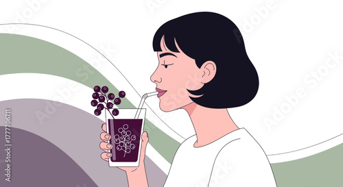Healthy Lifestyle Choices Depicted With A Lady Drinking A Glass Of Refreshing Juice