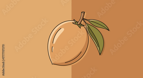 Illustration Of A Fresh Sapodilla Fruit With Vibrant Colors And Artistic Outline