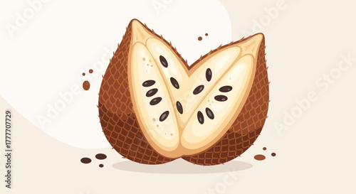 Illustration Of A Freshly Cut Salak Fruit Displaying Its Texture And Internal Details