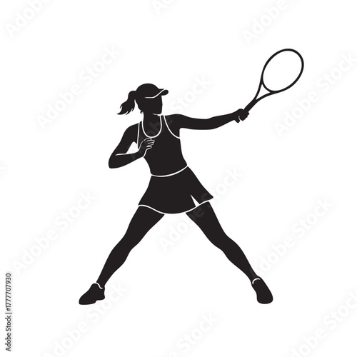silhouette of a tennis player performing a forehand swing