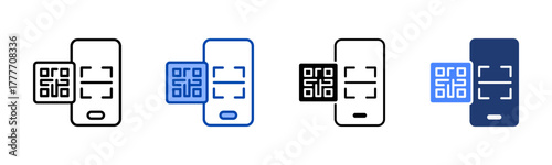 Qr Code icon set multiple style collection