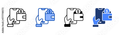 Digital Wallet icon set multiple style collection