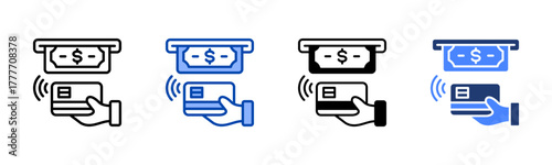 Contactless Payment icon set multiple style collection