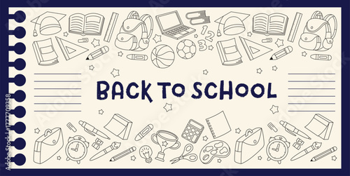 Hand drawn back to school doodle on paper template background