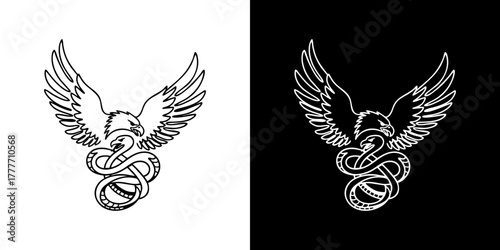 Eagle and Serpent Emblem A Symbol of Power and Transformation, Vector Graphic