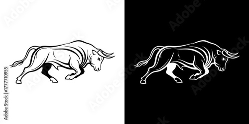 Strong Bull Symbol Classic Silhouette Designs for Business and Branding, Vector Graphics