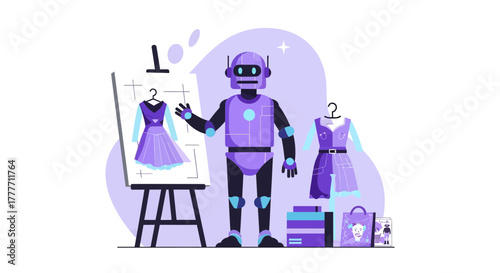 Innovative Robot Designer Showcasing Stunning Dresses in Artistic and Modern Style