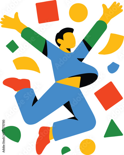 Vibrant vector icon of a boy charring