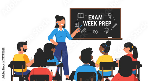 Inspiring Educator Guiding Students During Dedicated Exam Preparation Sessions