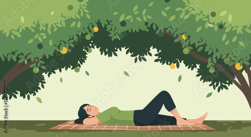 Invigorating Rest Under Lush Canopy: Serenity And Blissful Solitude In Nature's Embrace