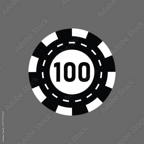 Poker chips icons vector set. Casino poker chip symbol. Gamble graphic elements collection. Gambling coins, tokens with card signs, poker chips.