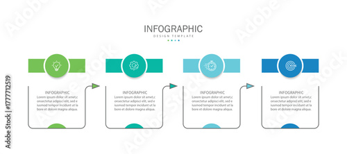 Vector infographic label template with icons. 4 options or steps. Infographics for business concept.