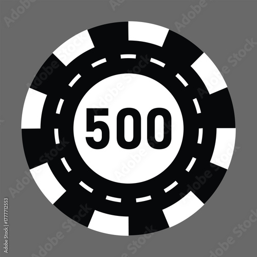 Poker chips icons vector set. Casino poker chip symbol. Gamble graphic elements collection. Gambling coins, tokens with card signs, poker chips.