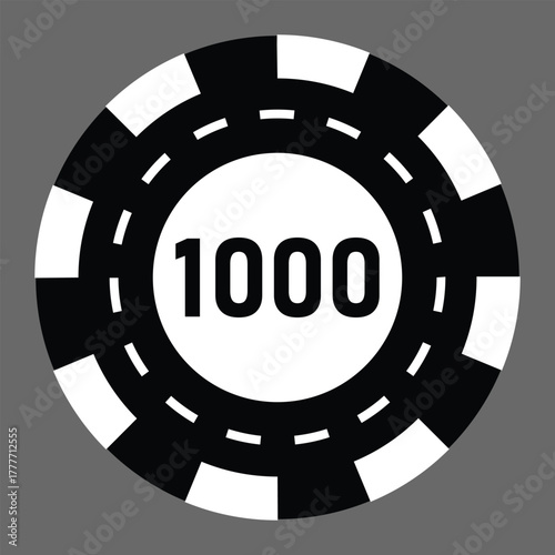 Poker chips icons vector set. Casino poker chip symbol. Gamble graphic elements collection. Gambling coins, tokens with card signs, poker chips.