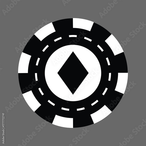 Poker chips icons vector set. Casino poker chip symbol. Gamble graphic elements collection. Gambling coins, tokens with card signs, poker chips.