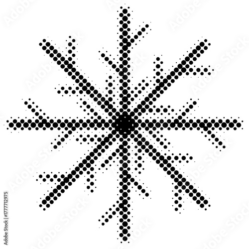 halftone snowflake isolated, snowflake icon