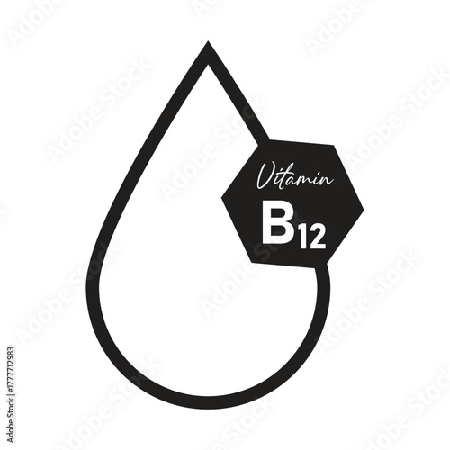 Vitamin B12 vector icon. Vector icon for health. Icon vitamin pill.