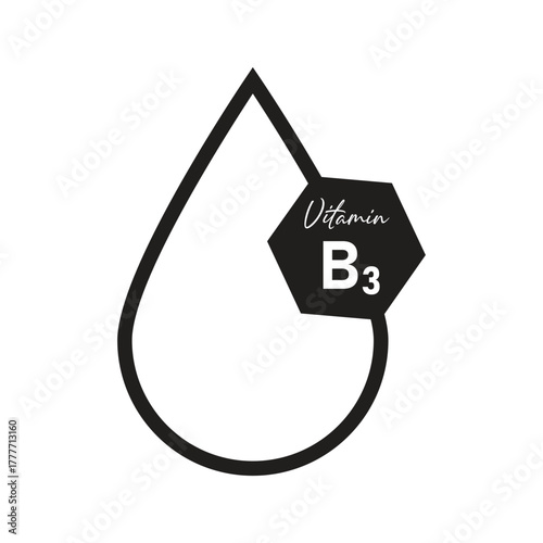 Vitamin B3 vector icon. Vector icon for health. Icon vitamin pill.