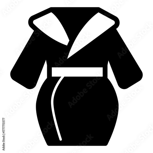 Raincoat with belt solid icon, autumn clothing concept. Vector graphics. Rain coat for women, clothes sign on white background, style icon mobile or web design.