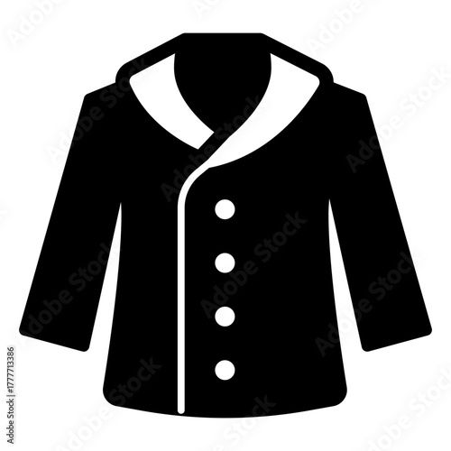 Warm coat with buttons solid icon, autumn clothing concept. Vector graphics. Coat for women sign, clothes on white background, style icon mobile or web design.