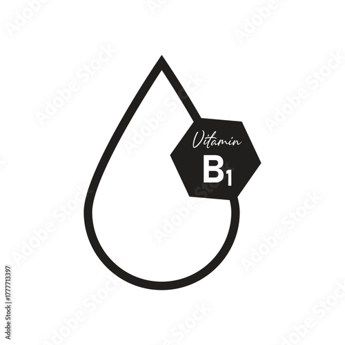 Vitamin B1 vector icon. Vector icon for health. Icon vitamin pill.
