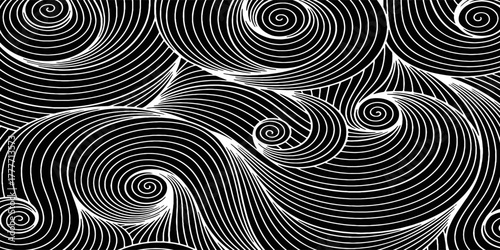 Abstract pattern. Texture with wavy, billowy lines. Optical art background. Wave design black and white. Digital image with a psychedelic stripes. Vector illustration