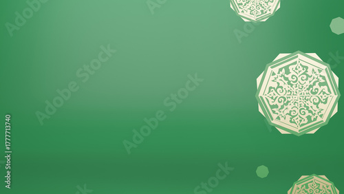 Tableau sur toile Elegant geometric ornaments float on a festive green background, evoking a sense of celebration and tradition