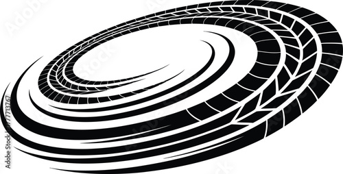 Abstract swirling tire track vortex design with dynamic motion