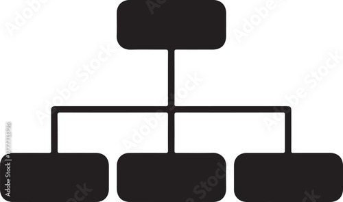 Organization chart hierarchy diagram with one parent and three children