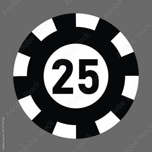 Poker chips icons vector set. Casino poker chip symbol. Gamble graphic elements collection. Gambling coins, tokens with card signs, poker chips.