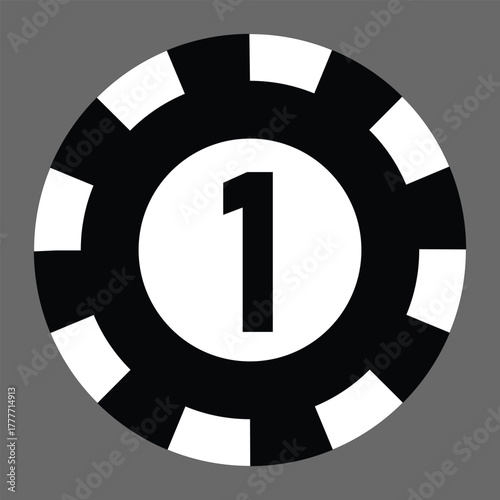 Poker chips icons vector set. Casino poker chip symbol. Gamble graphic elements collection. Gambling coins, tokens with card signs, poker chips.