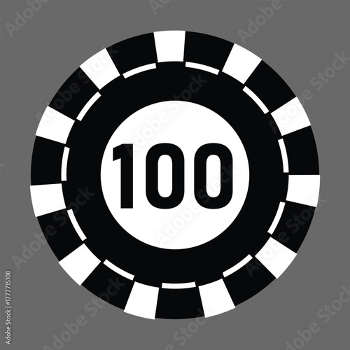 Poker chips icons vector set. Casino poker chip symbol. Gamble graphic elements collection. Gambling coins, tokens with card signs, poker chips.