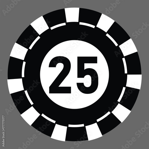 Poker chips icons vector set. Casino poker chip symbol. Gamble graphic elements collection. Gambling coins, tokens with card signs, poker chips.