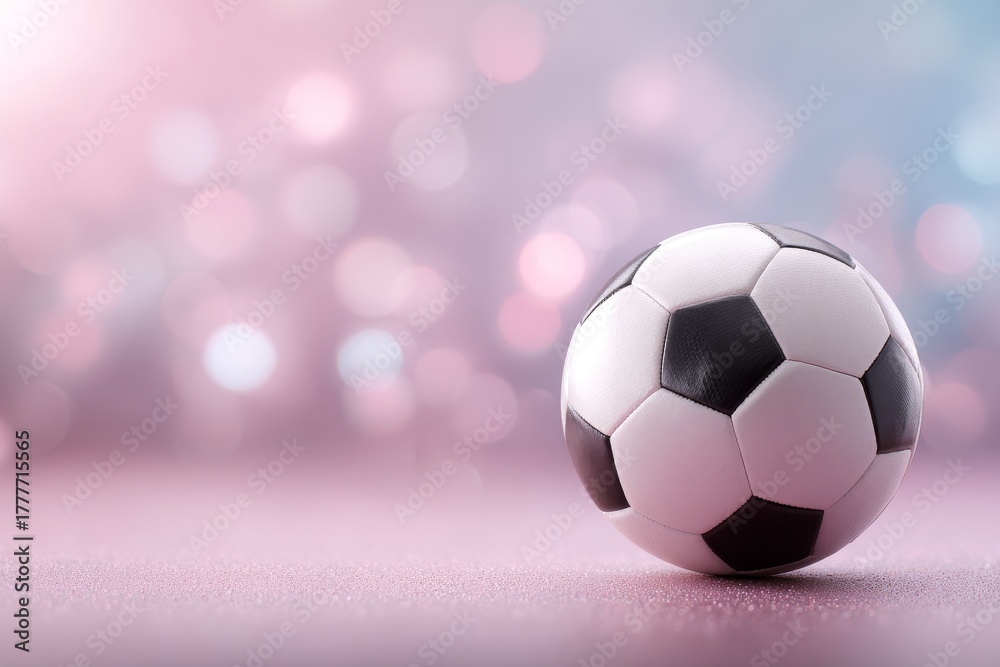 Naklejka premium soccer ball on bright pink background with copy space