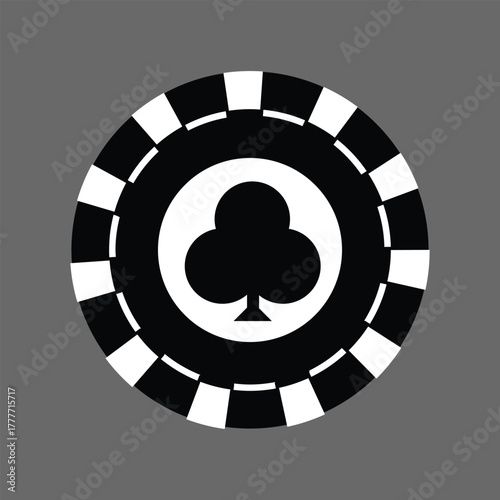 Poker chips icons vector set. Casino poker chip symbol. Gamble graphic elements collection. Gambling coins, tokens with card signs, poker chips.