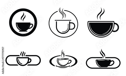 Home barista coffee cup icons set