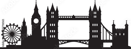 skyline London tower bridge icon clean silhouette vector illustration