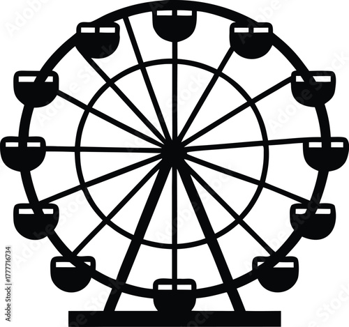 State fair ferris wheel line art silhouette vector illustration