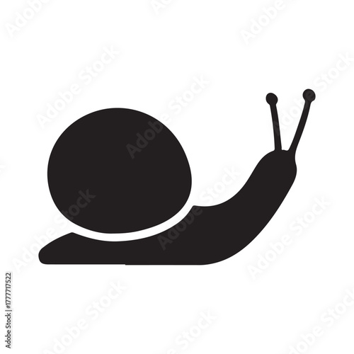 Snail icon with a round shell, simple flat vector symbol on white