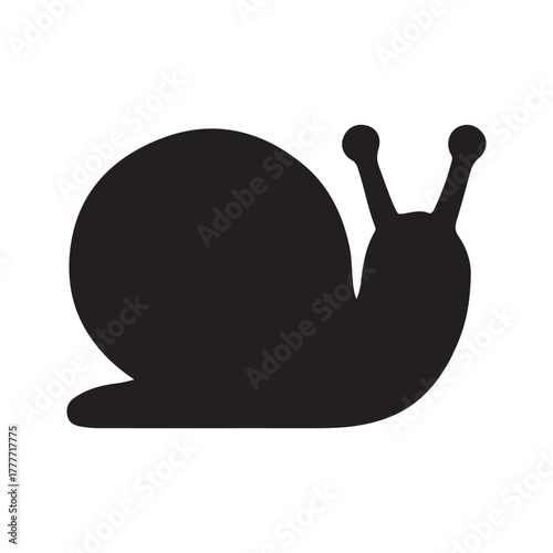 Slow moving garden snail silhouette icon on a white background.