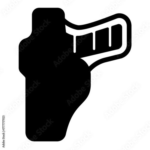 Pistol gun in holster solid icon, police force concept. Vector graphics. Holster with weapon, safeguard sign on white background, style icon mobile or web design.